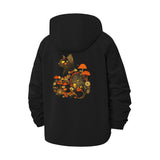 Mystical Cat and Mushrooms Unisex Full-Zip Printed Waterproof Hooded Windbreaker