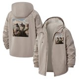 Dinosaur Fantasy Unisex Full-Zip Printed Waterproof Hooded Windbreaker