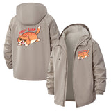 Angry Cat Loaf Unisex Full-Zip Printed Waterproof Hooded Windbreaker