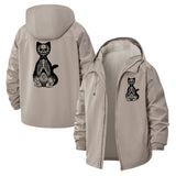 Skeleton Cat Unisex Full-Zip Printed Waterproof Hooded Windbreaker