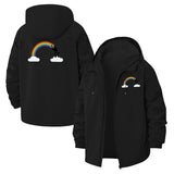 Cat and Rainbow Unisex Full-Zip Printed Waterproof Hooded Windbreaker