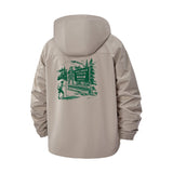 Mountain Hiking Scene Unisex Full-Zip Printed Waterproof Hooded Windbreaker