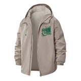 Mountain Hiking Scene Unisex Full-Zip Printed Waterproof Hooded Windbreaker