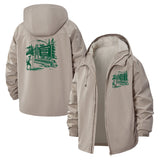 Mountain Hiking Scene Unisex Full-Zip Printed Waterproof Hooded Windbreaker