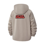 Bold Typographic Unisex Full-Zip Printed Waterproof Hooded Windbreaker