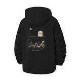 Rest In Peace Skeleton Unisex Full-Zip Printed Waterproof Hooded Windbreaker