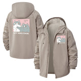 Funny Cat Meme Unisex Full-Zip Printed Waterproof Hooded Windbreaker