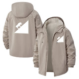 Geometric Animal Silhouette Unisex Full-Zip Printed Waterproof Hooded Windbreaker