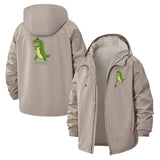 Dinosaur Wordplay Unisex Full-Zip Printed Waterproof Hooded Windbreaker