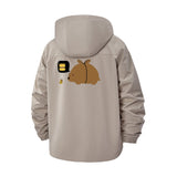 Cartoon Bear and Bee Unisex Full-Zip Printed Waterproof Hooded Windbreaker