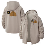 Cartoon Bear and Bee Unisex Full-Zip Printed Waterproof Hooded Windbreaker