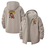 Meme Cartoon Unisex Full-Zip Printed Waterproof Hooded Windbreaker