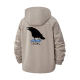 Crow and Blueberries Unisex Full-Zip Printed Waterproof Hooded Windbreaker