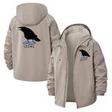 Crow and Blueberries Unisex Full-Zip Printed Waterproof Hooded Windbreaker