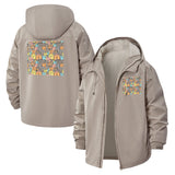 Cartoon Animal Faces Unisex Full-Zip Printed Waterproof Hooded Windbreaker
