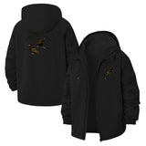 Songbird Motif Unisex Full-Zip Printed Waterproof Hooded Windbreaker