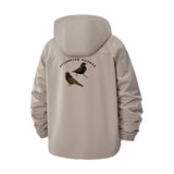 Songbird Motif Unisex Full-Zip Printed Waterproof Hooded Windbreaker