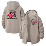 Ironic Whale Cartoon Unisex Full-Zip Printed Waterproof Hooded Windbreaker