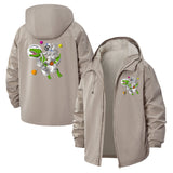 Space Cat Astronaut Unisex Full-Zip Printed Waterproof Hooded Windbreaker