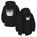 Airplane Window View Unisex Full-Zip Printed Waterproof Hooded Windbreaker