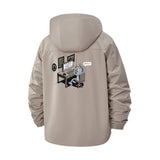 Retro Arcade Robot Unisex Full-Zip Printed Waterproof Hooded Windbreaker