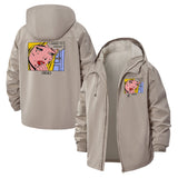 Pop Art Comic Crying Unisex Full-Zip Printed Waterproof Hooded Windbreaker