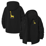 Giraffe Motif Unisex Full-Zip Printed Waterproof Hooded Windbreaker