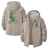 Backpack Alligator Unisex Full-Zip Printed Waterproof Hooded Windbreaker
