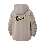 Beer Script Unisex Full-Zip Printed Waterproof Hooded Windbreaker