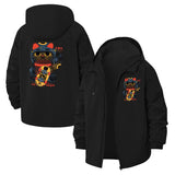 Lucky Cat Unisex Full-Zip Printed Waterproof Hooded Windbreaker