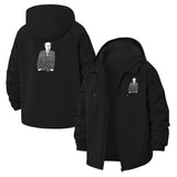 Graffiti Text Figure Unisex Full-Zip Printed Waterproof Hooded Windbreaker