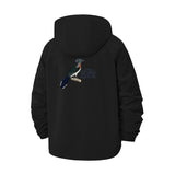 Bird Illustration Unisex Full-Zip Printed Waterproof Hooded Windbreaker