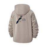 Bird Illustration Unisex Full-Zip Printed Waterproof Hooded Windbreaker
