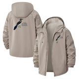 Bird Illustration Unisex Full-Zip Printed Waterproof Hooded Windbreaker