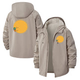 Playful Sun Cartoon Unisex Full-Zip Printed Waterproof Hooded Windbreaker