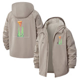 Pizza and Monsters Unisex Full-Zip Printed Waterproof Hooded Windbreaker