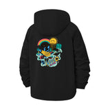 Retro Smiley Vibes Unisex Full-Zip Printed Waterproof Hooded Windbreaker