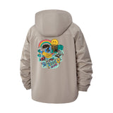 Retro Smiley Vibes Unisex Full-Zip Printed Waterproof Hooded Windbreaker