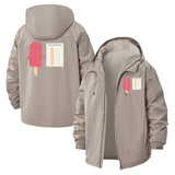 Cute Skeleton Popsicle Unisex Full-Zip Printed Waterproof Hooded Windbreaker