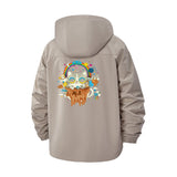 Retro Cartoon Character Unisex Full-Zip Printed Waterproof Hooded Windbreaker