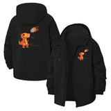 Dinosaur Meteor Cartoon Unisex Full-Zip Printed Waterproof Hooded Windbreaker