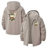 Samurai Cat Unisex Full-Zip Printed Waterproof Hooded Windbreaker