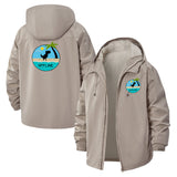 Offline Beach Vibes Unisex Full-Zip Printed Waterproof Hooded Windbreaker