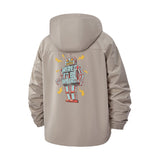 Retro Robot Unisex Full-Zip Printed Waterproof Hooded Windbreaker