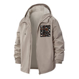 Minimal Graphic Icons Unisex Full-Zip Printed Waterproof Hooded Windbreaker