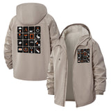 Minimal Graphic Icons Unisex Full-Zip Printed Waterproof Hooded Windbreaker