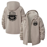 Positive Bowl Motif Unisex Full-Zip Printed Waterproof Hooded Windbreaker
