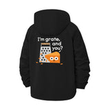 Pun Grater and Cheese Unisex Full-Zip Printed Waterproof Hooded Windbreaker