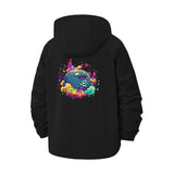 Kawaii Cartoon Blob Unisex Full-Zip Printed Waterproof Hooded Windbreaker