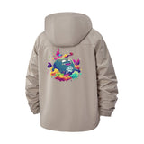 Kawaii Cartoon Blob Unisex Full-Zip Printed Waterproof Hooded Windbreaker